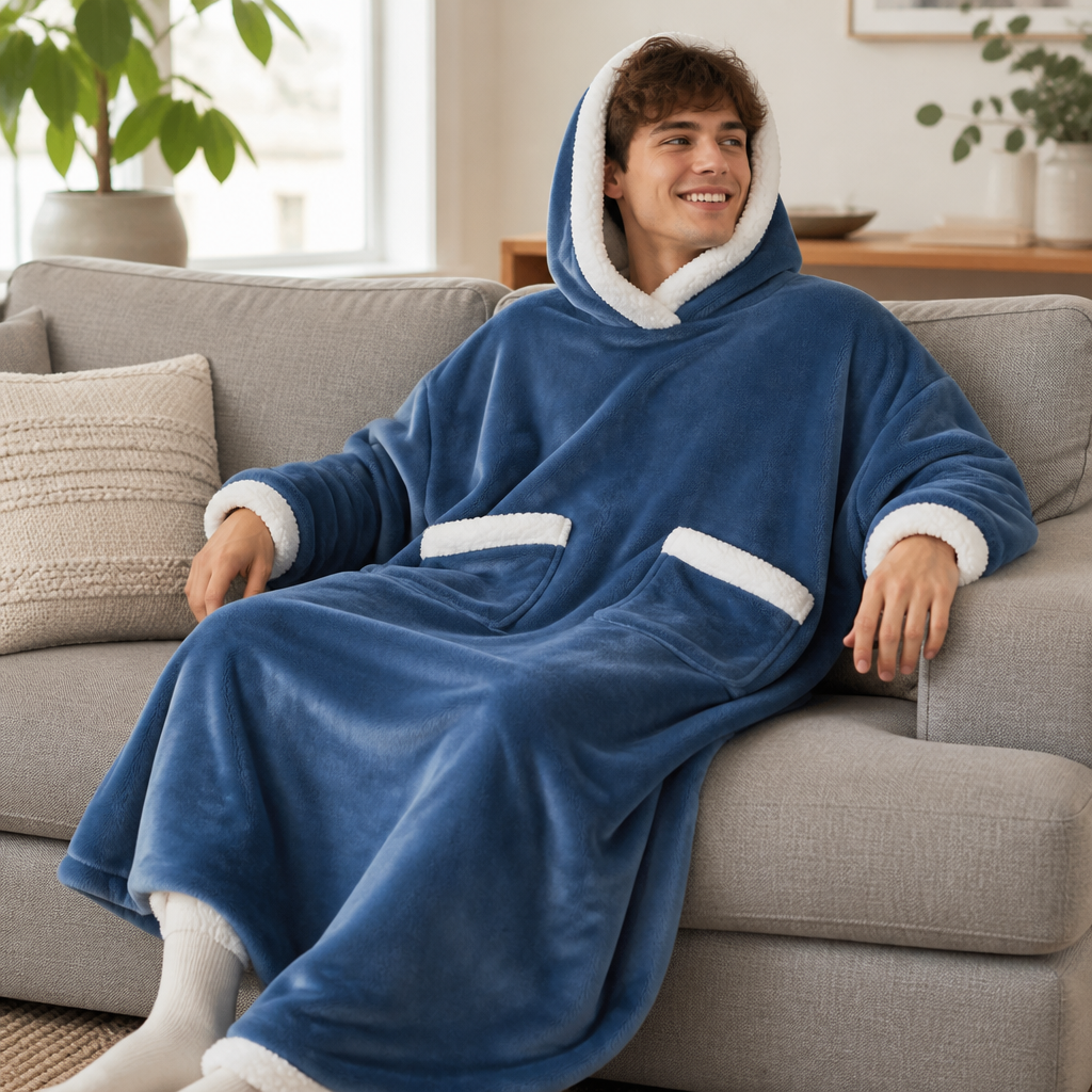 Bluza Nuzly niebieska, dwie kieszenie