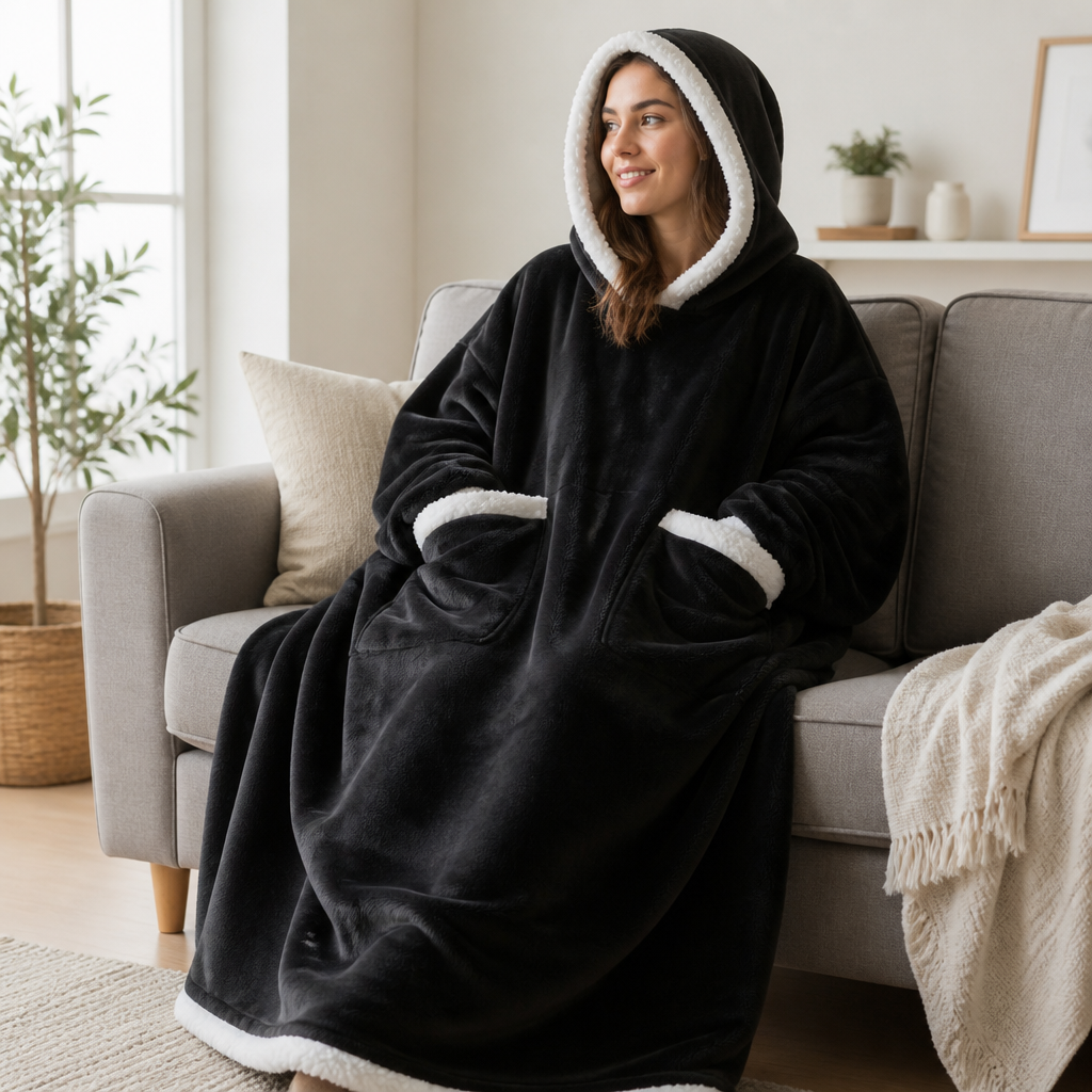 Bluza Nuzly czarna, dwie kieszenie